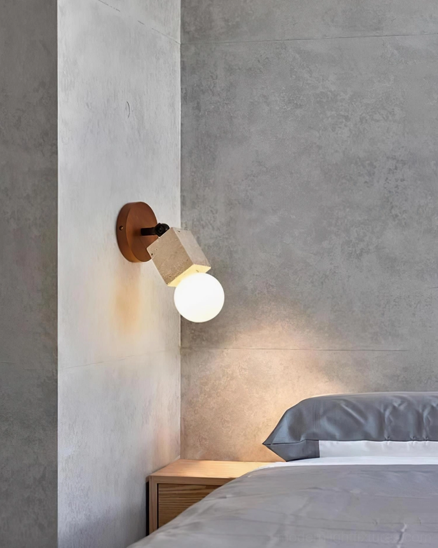 Bezel travertine wall sconce damp-rated bathroom vanity lighting modern fixture