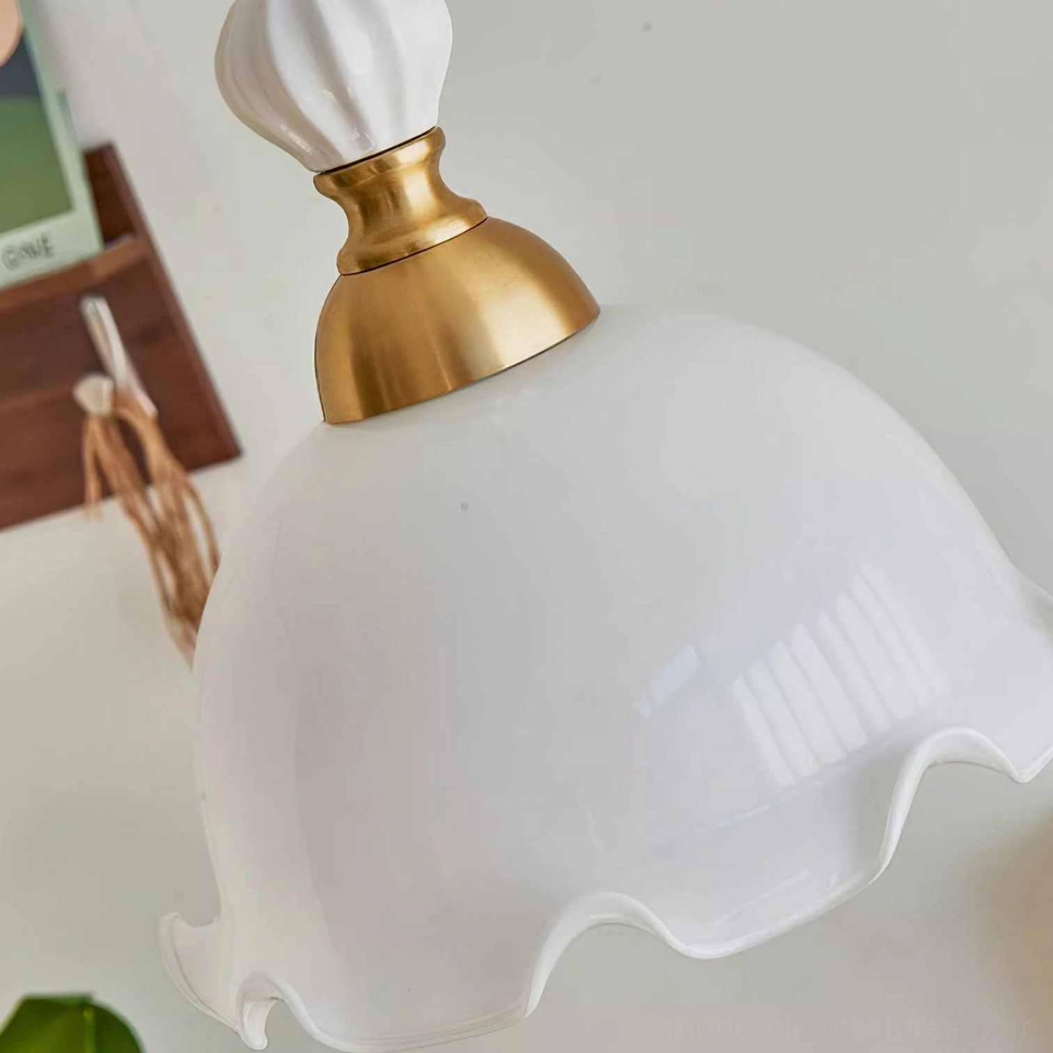 Bianca pendant light paired with contemporary home design, retro fixture in modern interior, style contrast