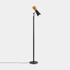 Bino modern geometric two-tone floor lamp with integrated LED - front view on white background
