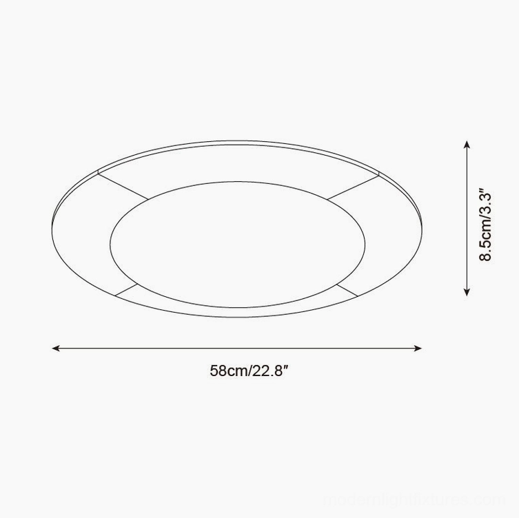 Bivora Model B large travertine ceiling light technical schematic 58cm 22.8 inch diameter living room fixture