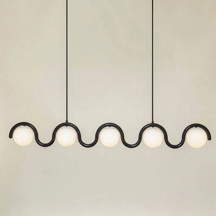 Linear wave pendant lamp black finish modern architectural lighting solution
