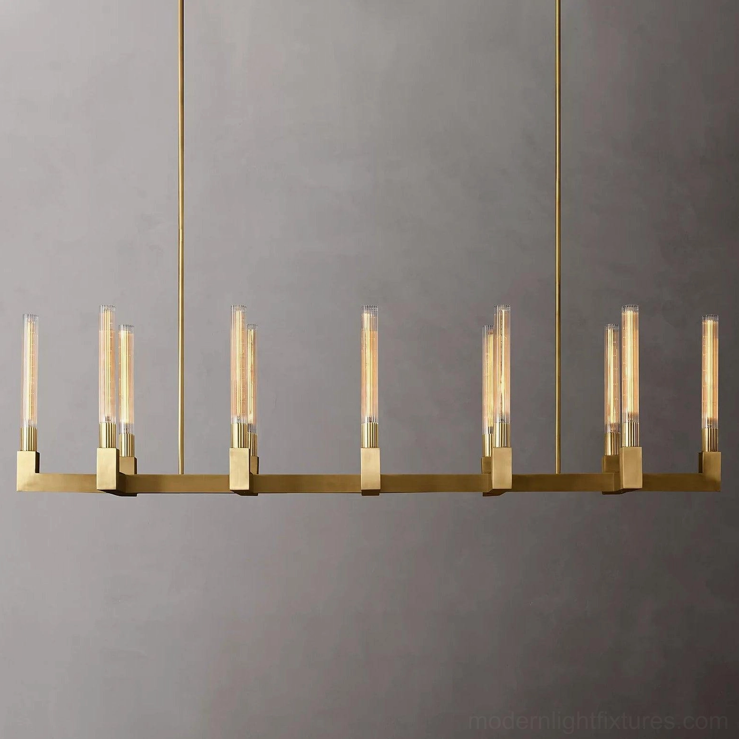 Black matte linear chandelier 55.1 inches contemporary dining room lighting fixture