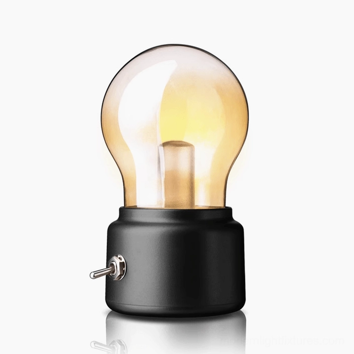 Black matte mini table lamp with USB charging plug portable desk accent light