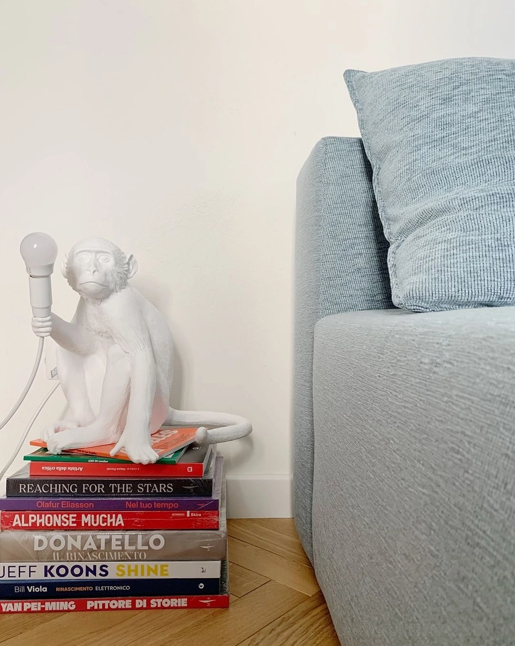 Black monkey table lamp front studio display artistic resin fixture