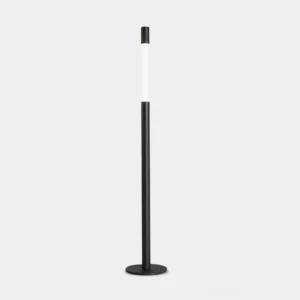 Black Obelisk minimalist floor lamp with integrated LED, front view on white background