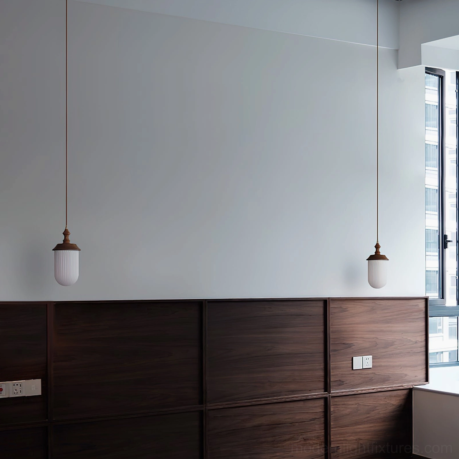 Veyra pendant light with black finish and clear ribbed glass shade modern minimalist style