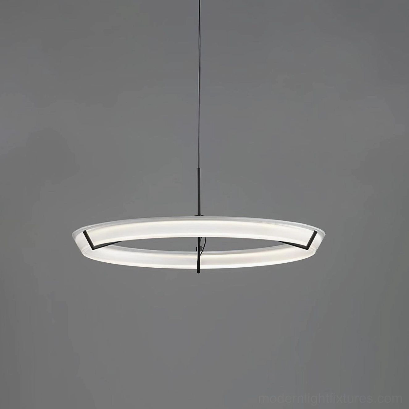 Black round pendant light variant with integrated LED and frosted acrylic shade