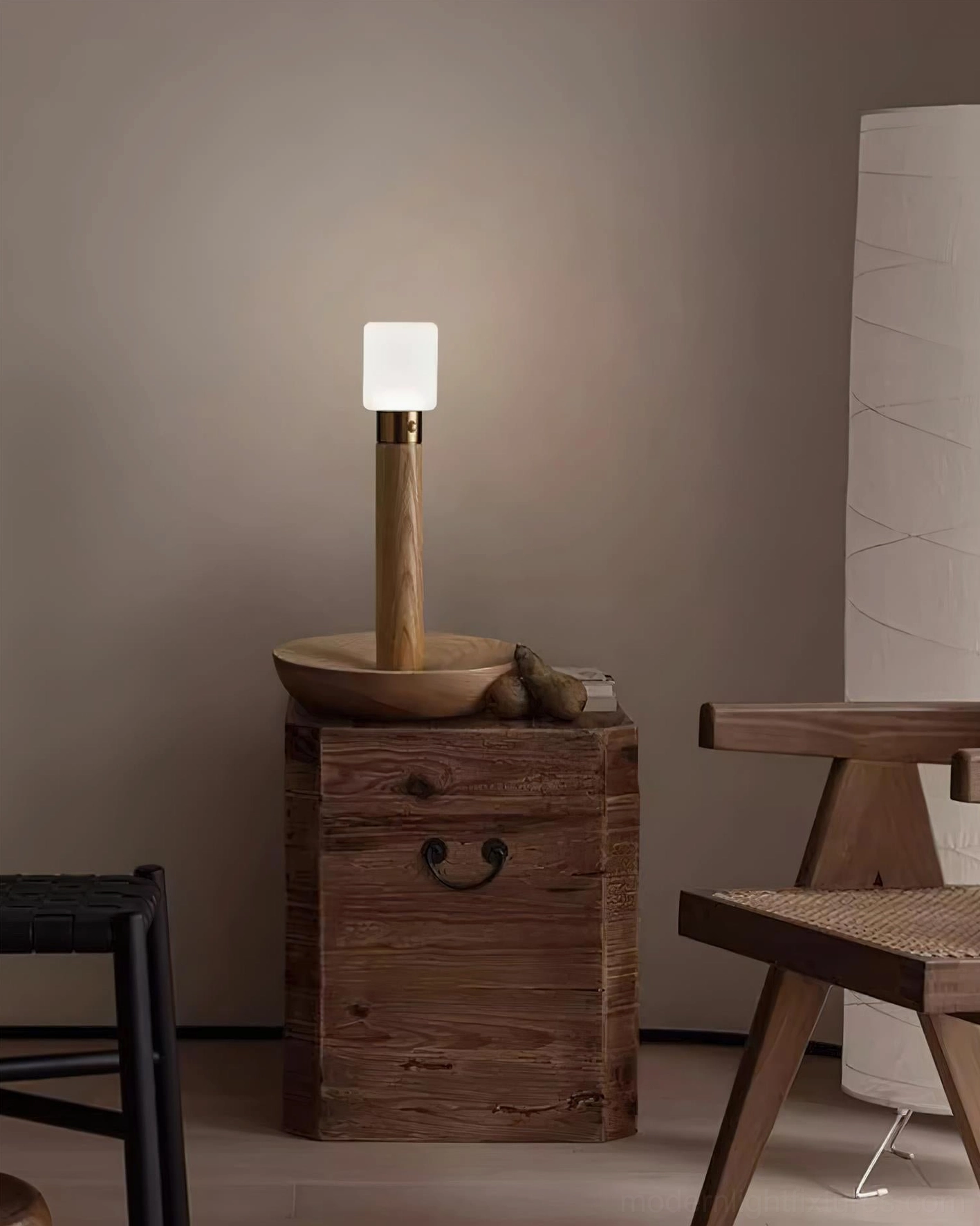 Black wooden table lamp touch switch control integrated LED 50000 hour lifespan energy efficient lighting
