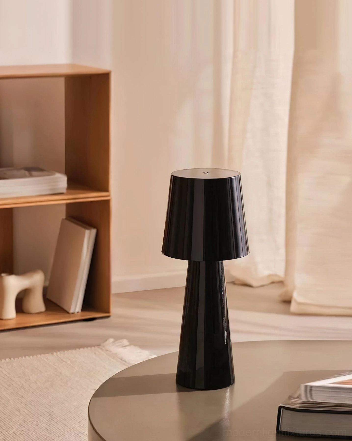 Glossy black matte ceramic tapered table lamp living room side table modern style