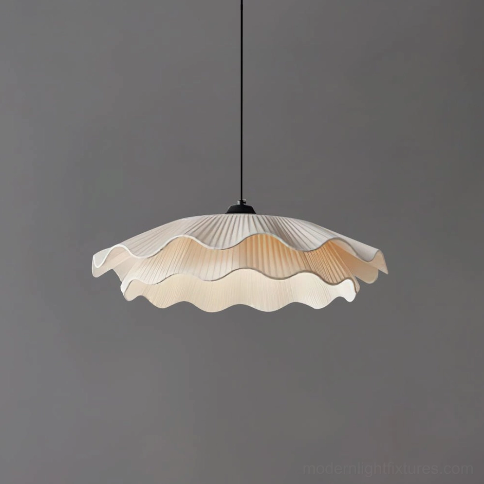 Black and white variant wavy pendant light - premium fabric sculptural design fixture