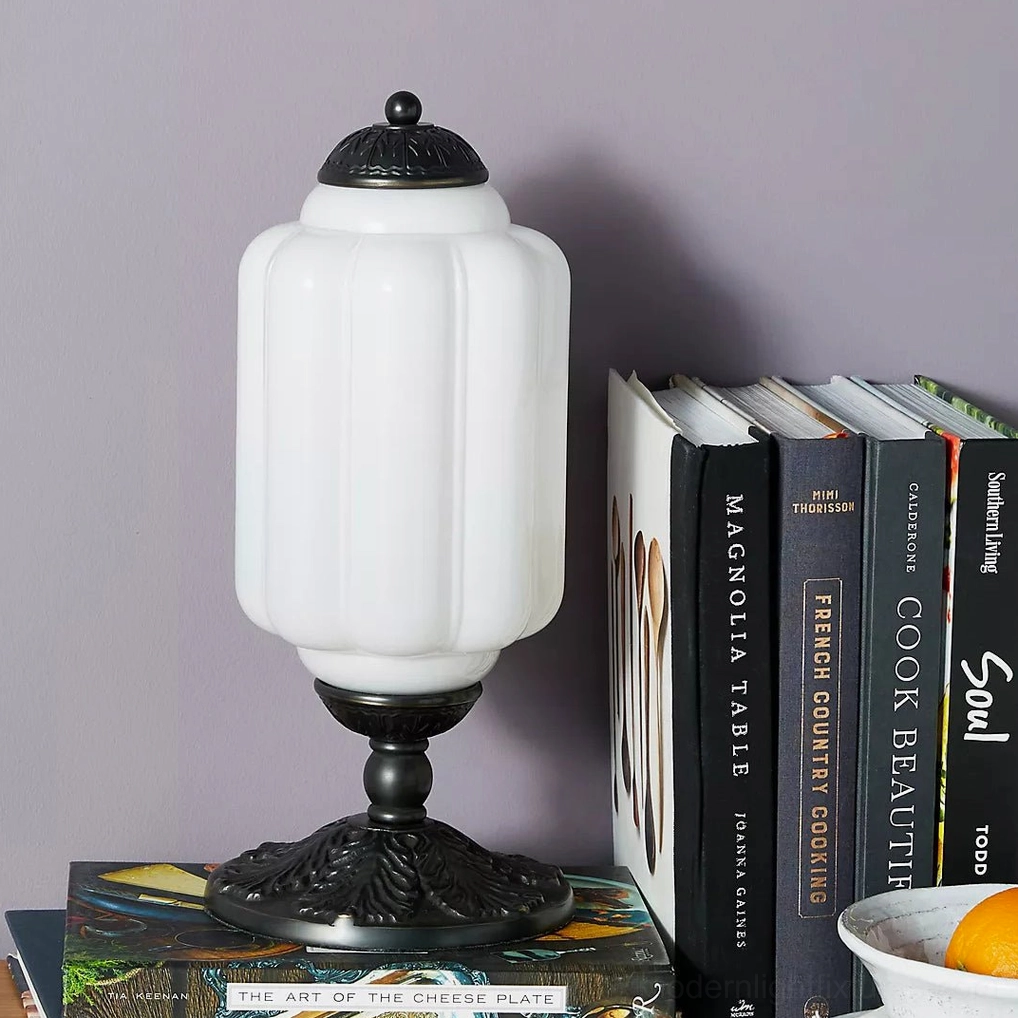 Metal black and white Eloise fluted glass table lamp high contrast color combination
