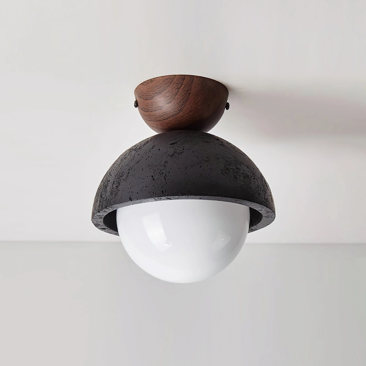 Black and white travertine dome ceiling light fixture modern minimalist design