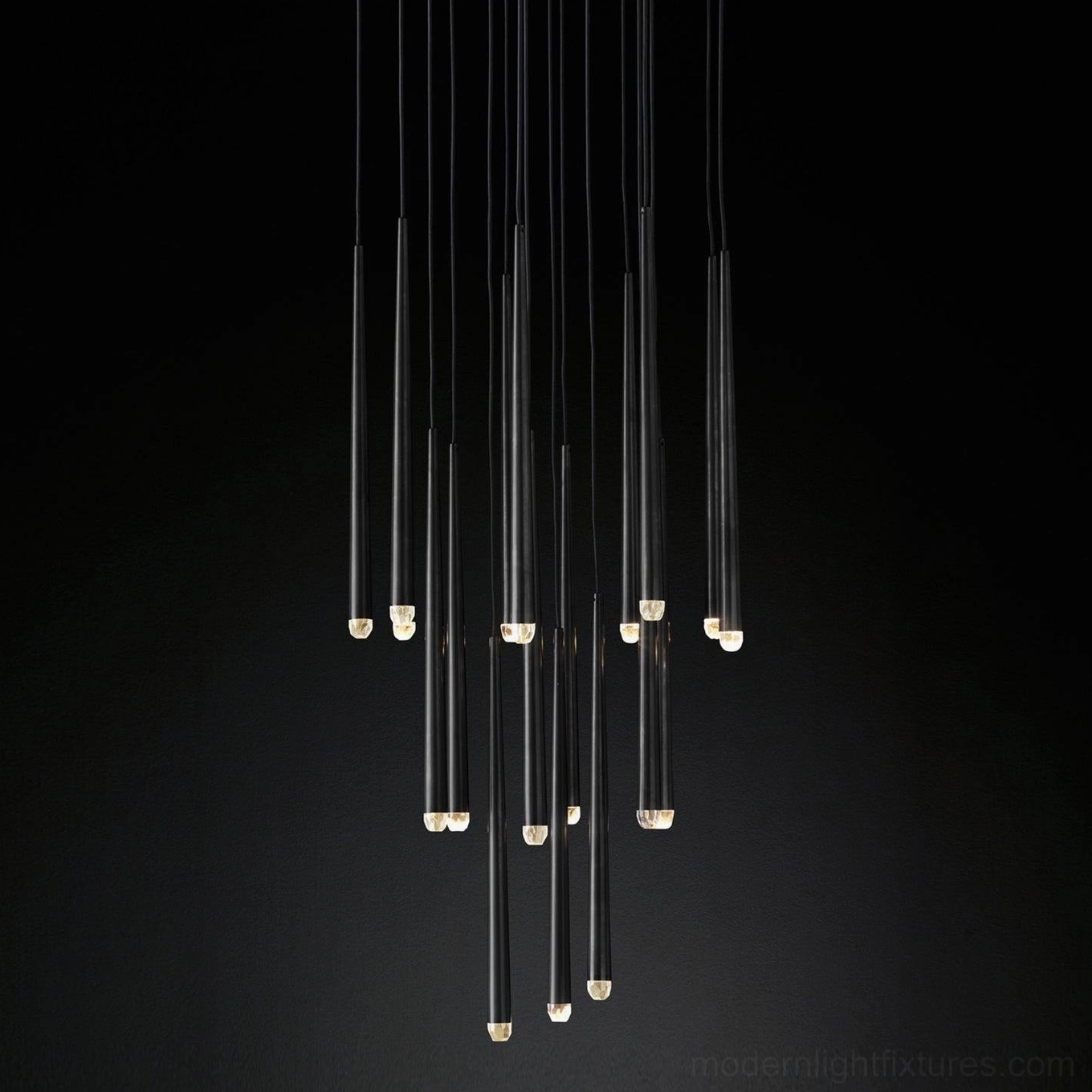 Blackened brass cluster pendant 18 head luxury fixture