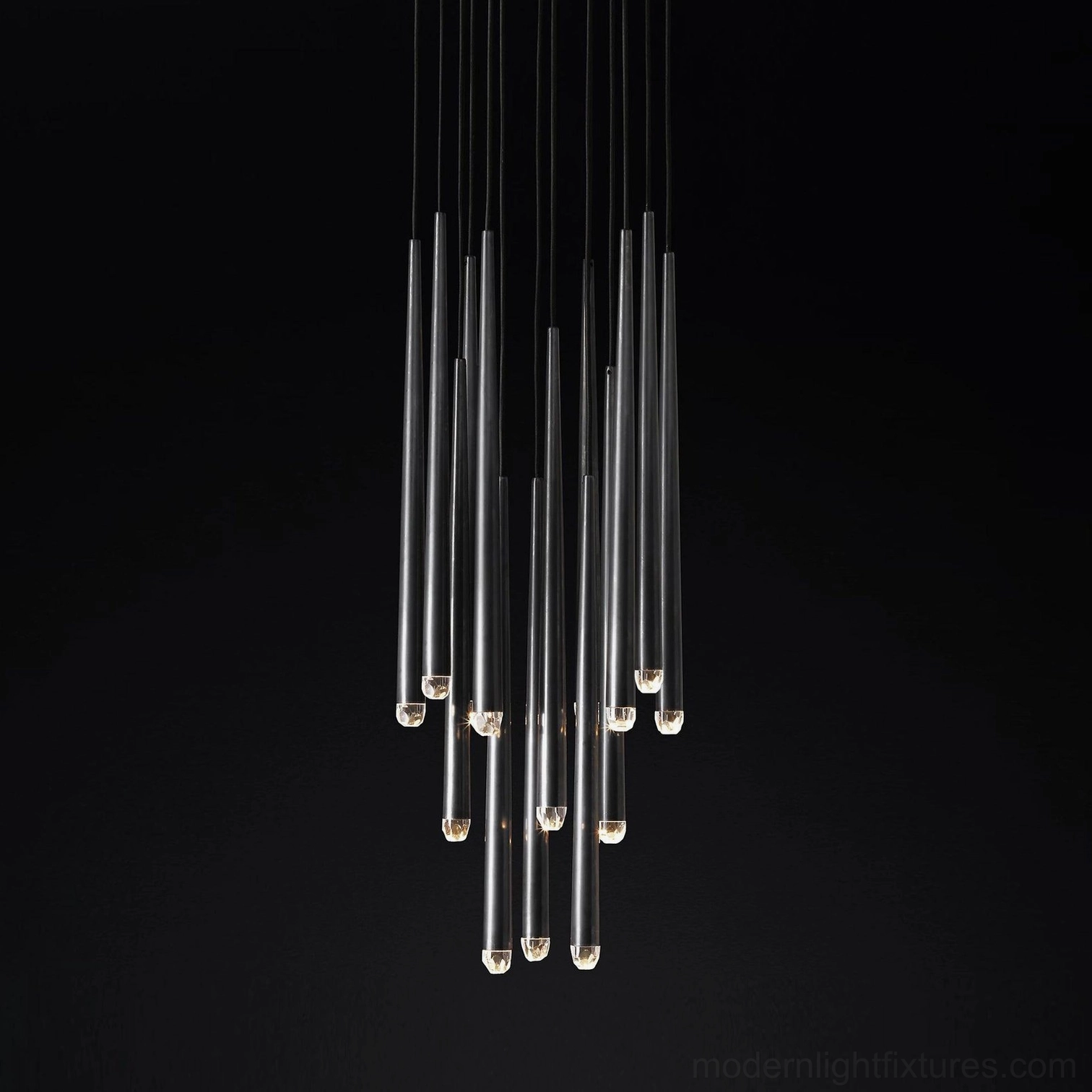 Blackened brass round cluster pendant contemporary lighting