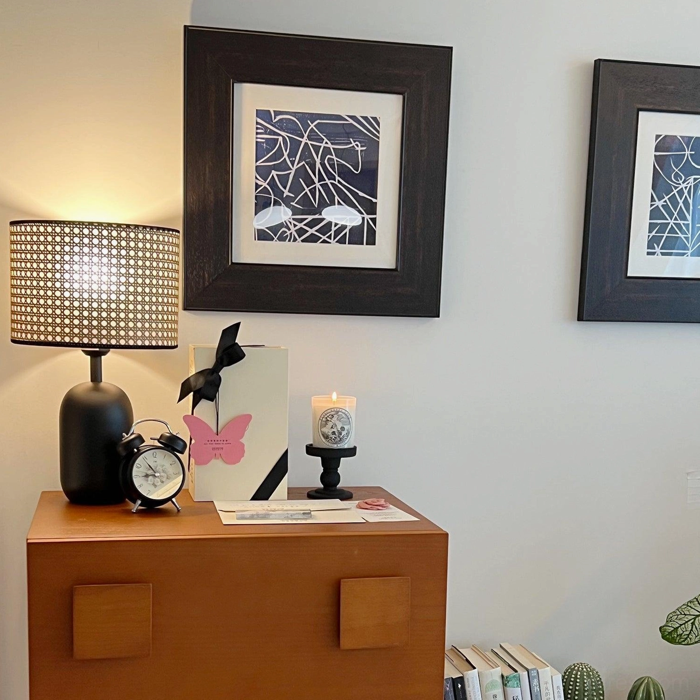 Blakely rattan table lamp establishing cozy ambiance in home office reading nook
