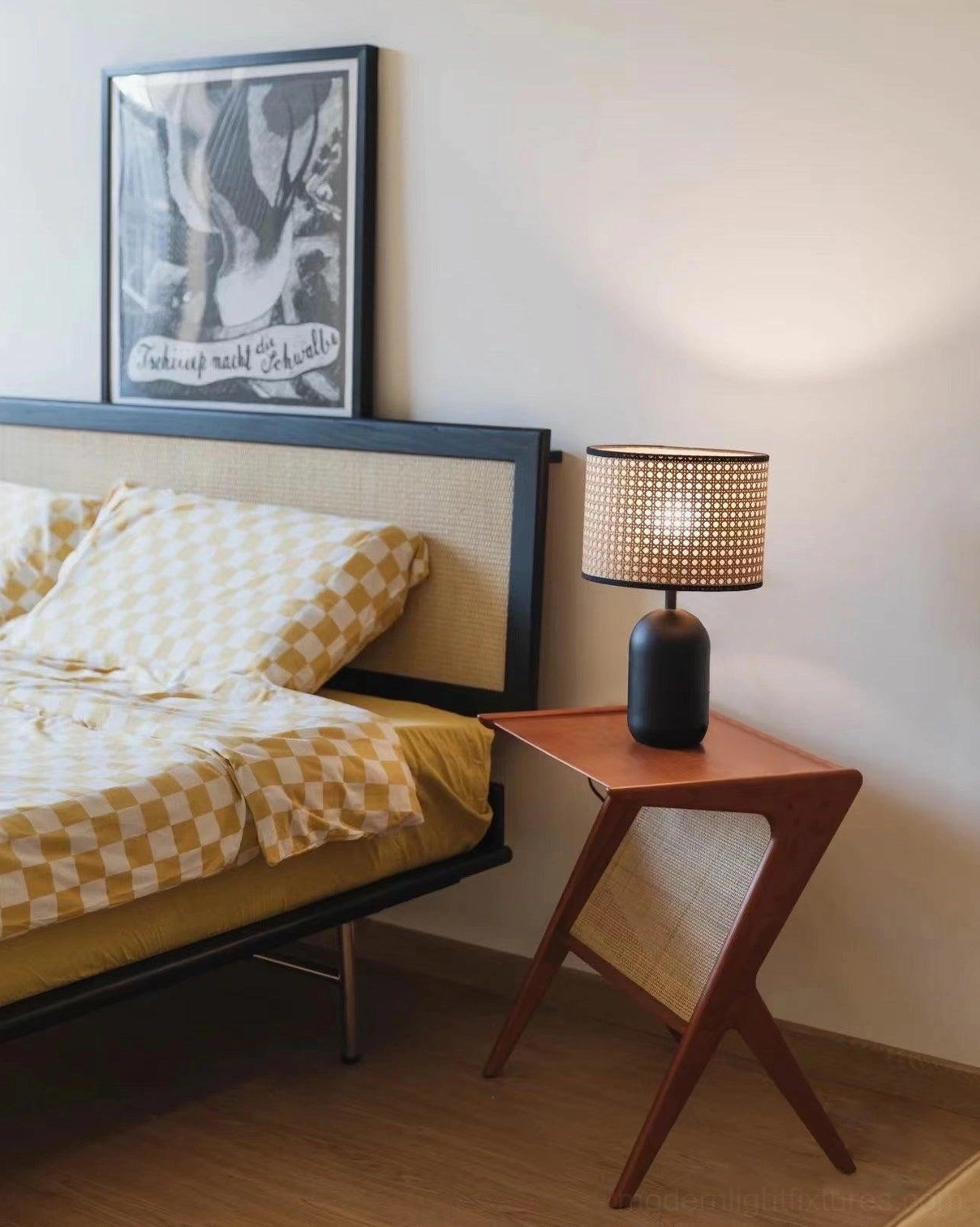 Blakely table lamp in mid-century modern interior design arrangement