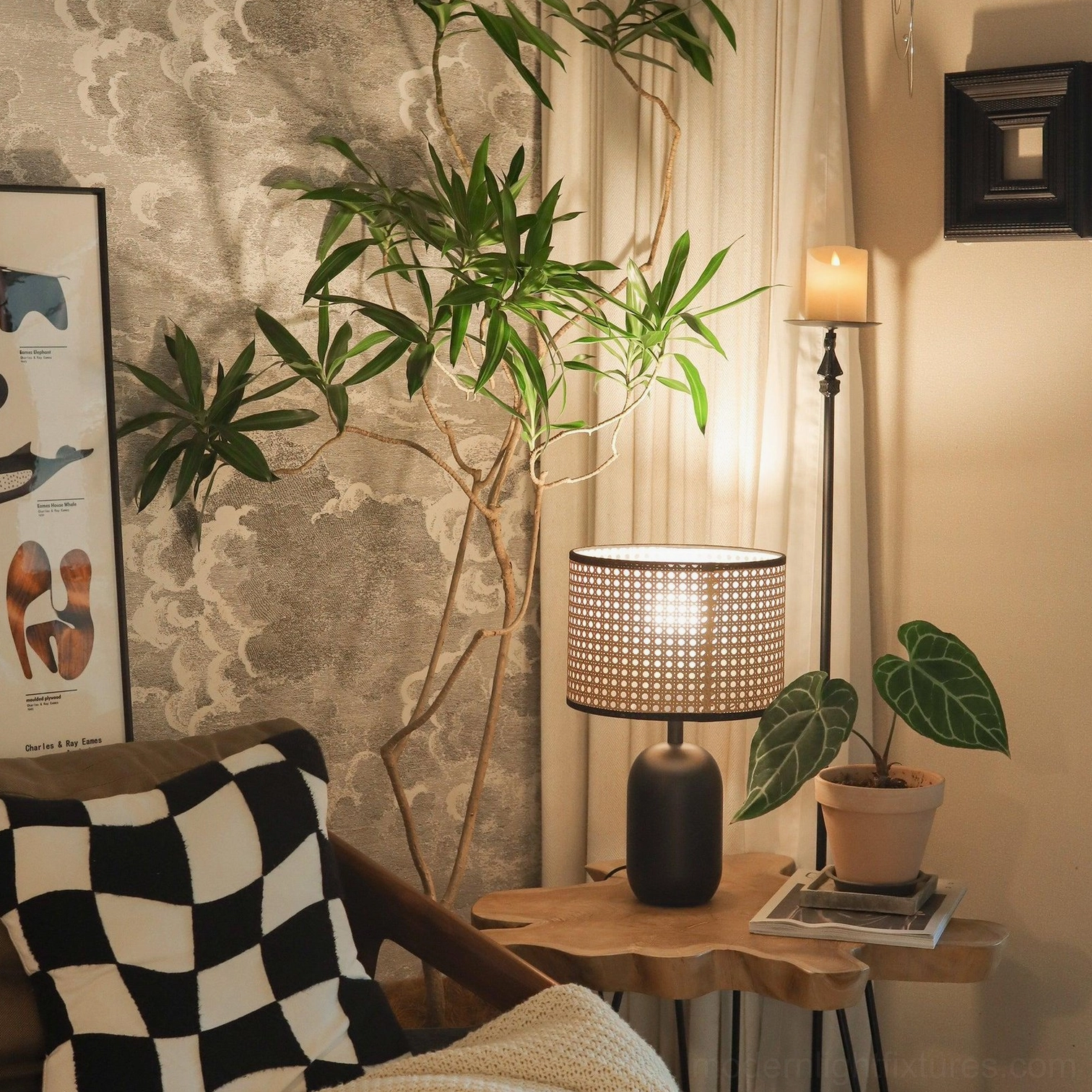 Blakely lamp creating warm golden ambiance in evening home relaxation space