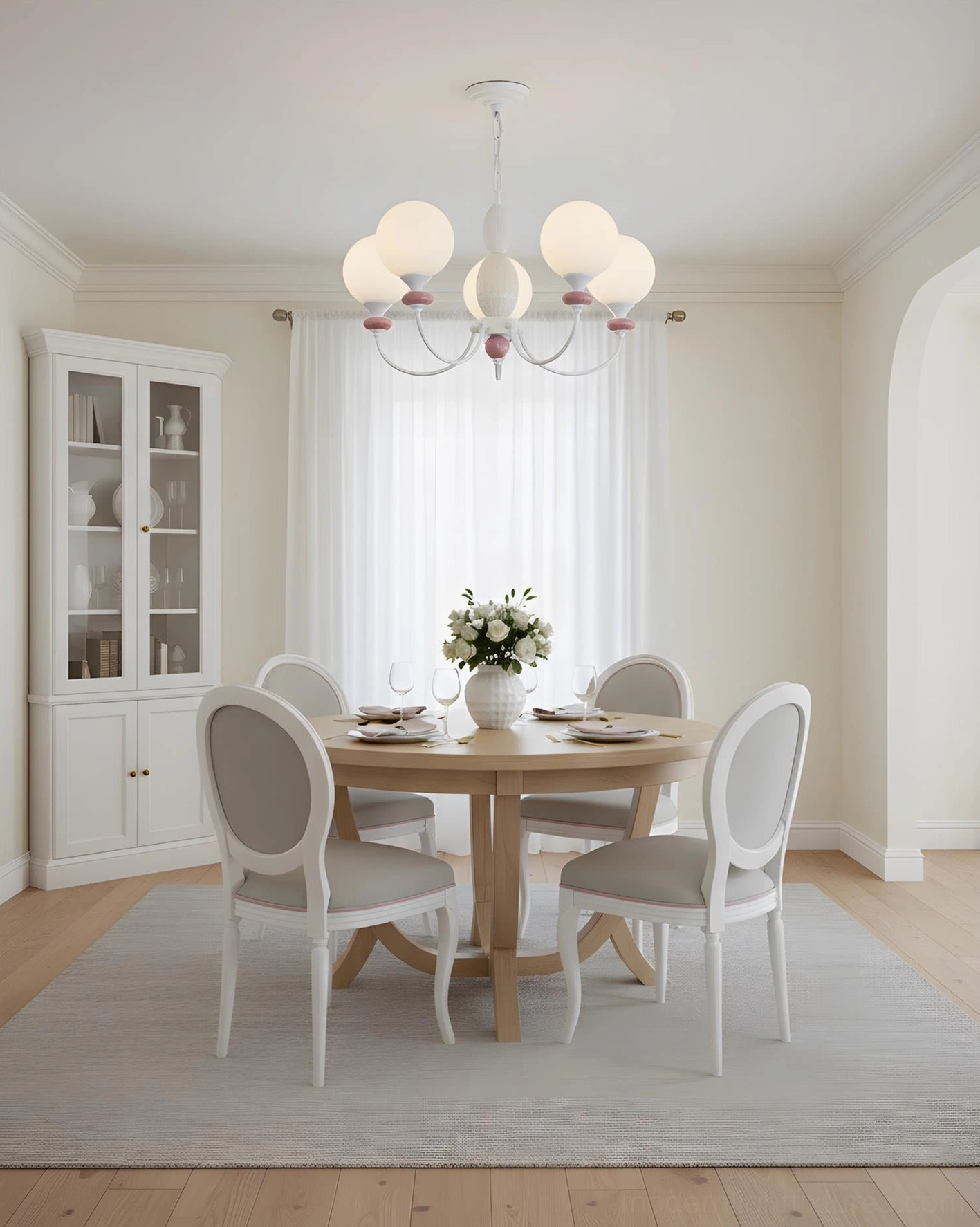 Blanca multi-head globe chandelier dimensional scale showing size and coverage area comparison