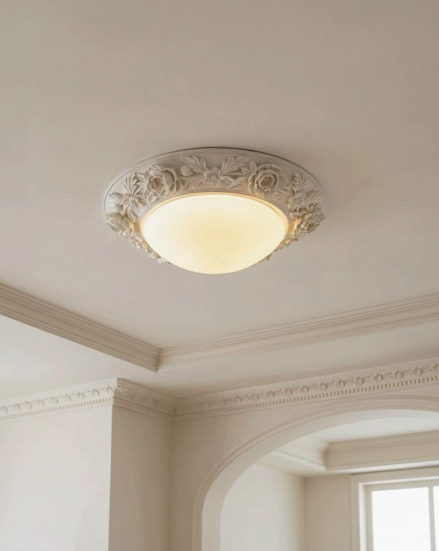 Blancora low-profile hardwired flush mount ceiling light showing installation profile and mounting bracket compatibility