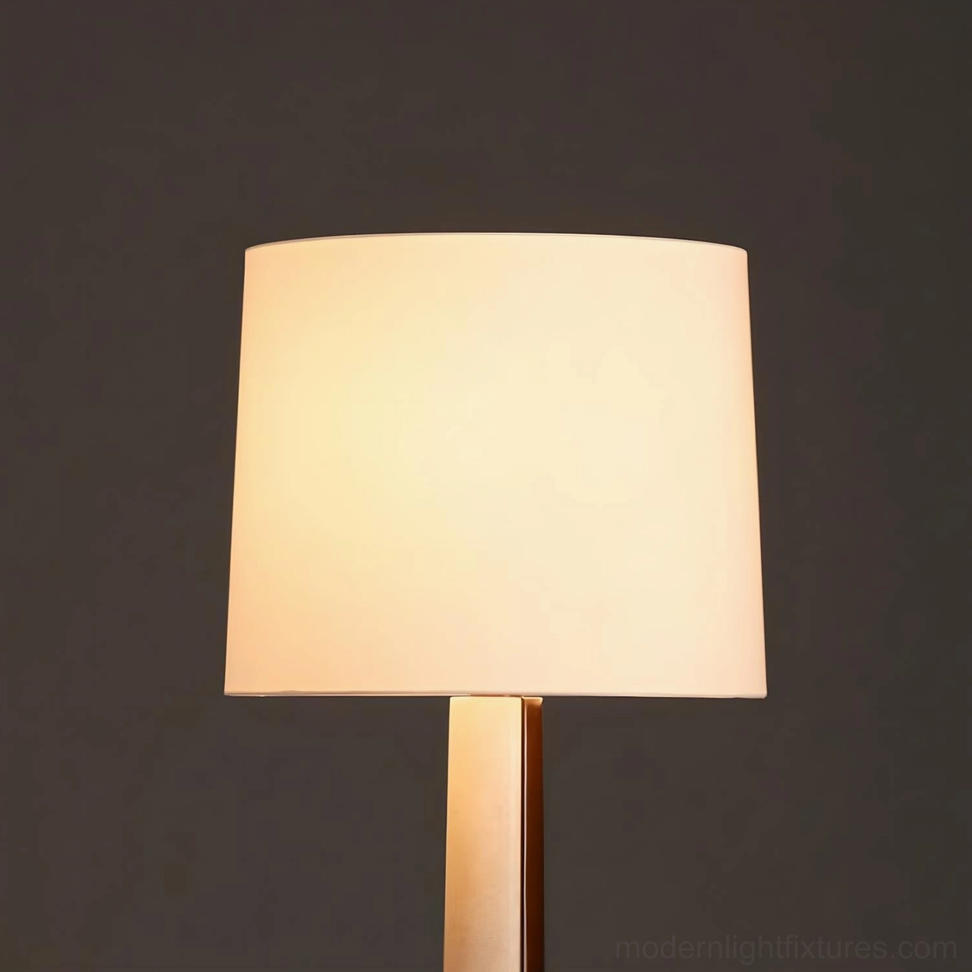 Contemporary block floor lamp with stacked segmented pole and white fabric shade - modern minimalist sculptural lighting