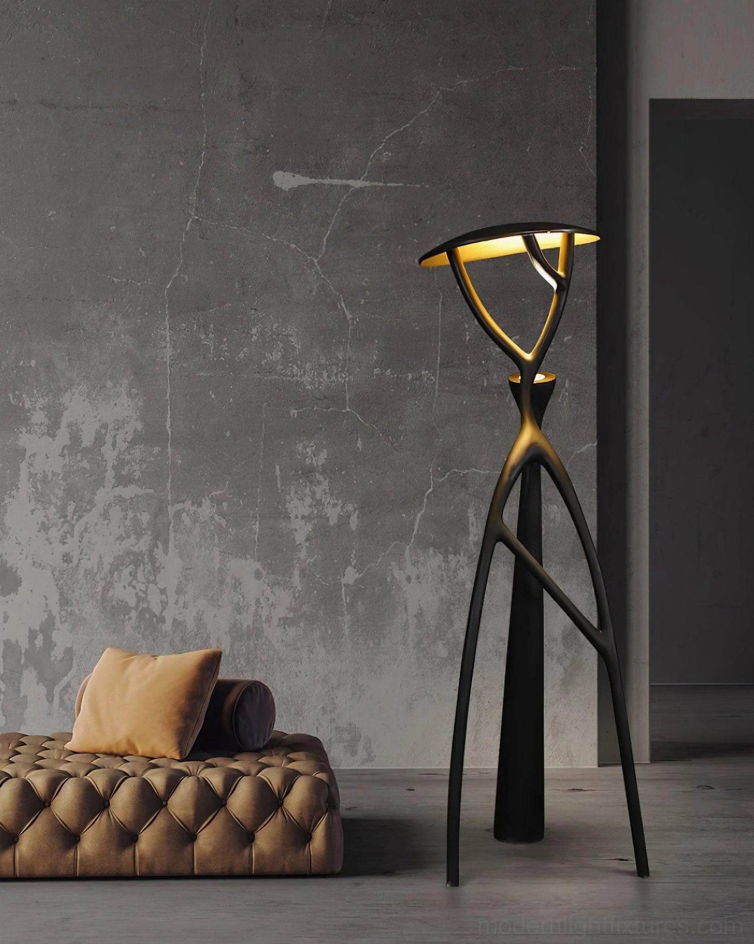Blonski modern sculptural floor lamp integrated LED warm white glow, compact and medium sizes