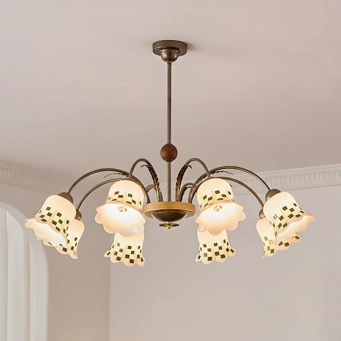 Bloom garden floral chandelier 8-head configuration with bronze frame, garden-inspired vintage design