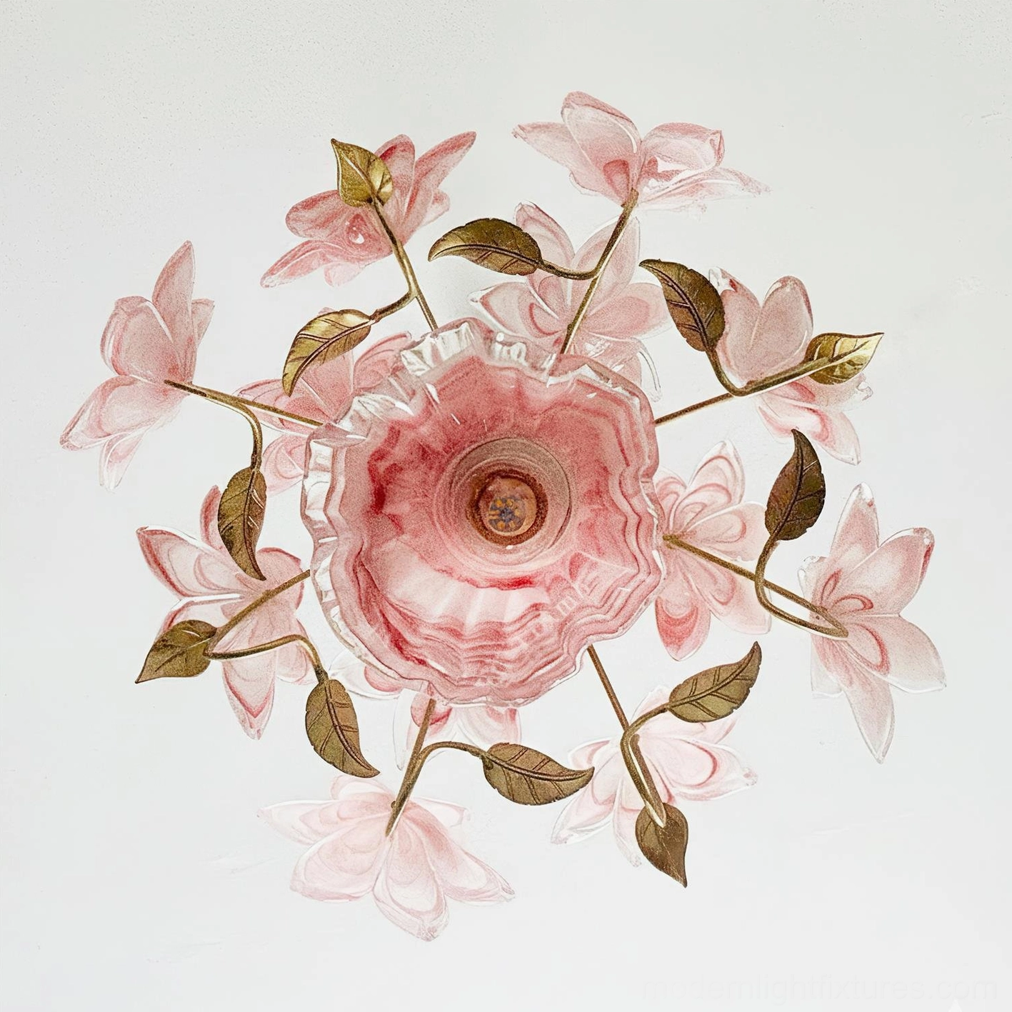 Blossira pink floral pendant lamp showing adjustable hanging chain and ambient warm light diffusion