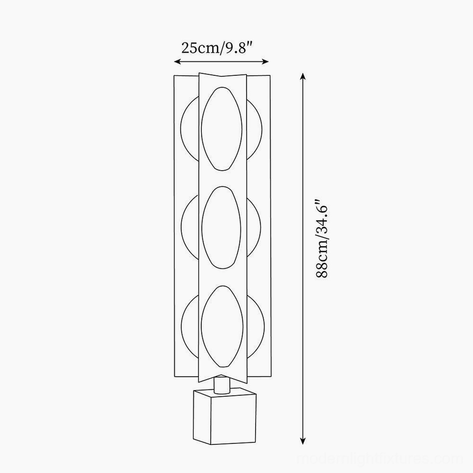 Technical schematic diagram blue floor lamp compact version 25cm diameter 88cm height specifications