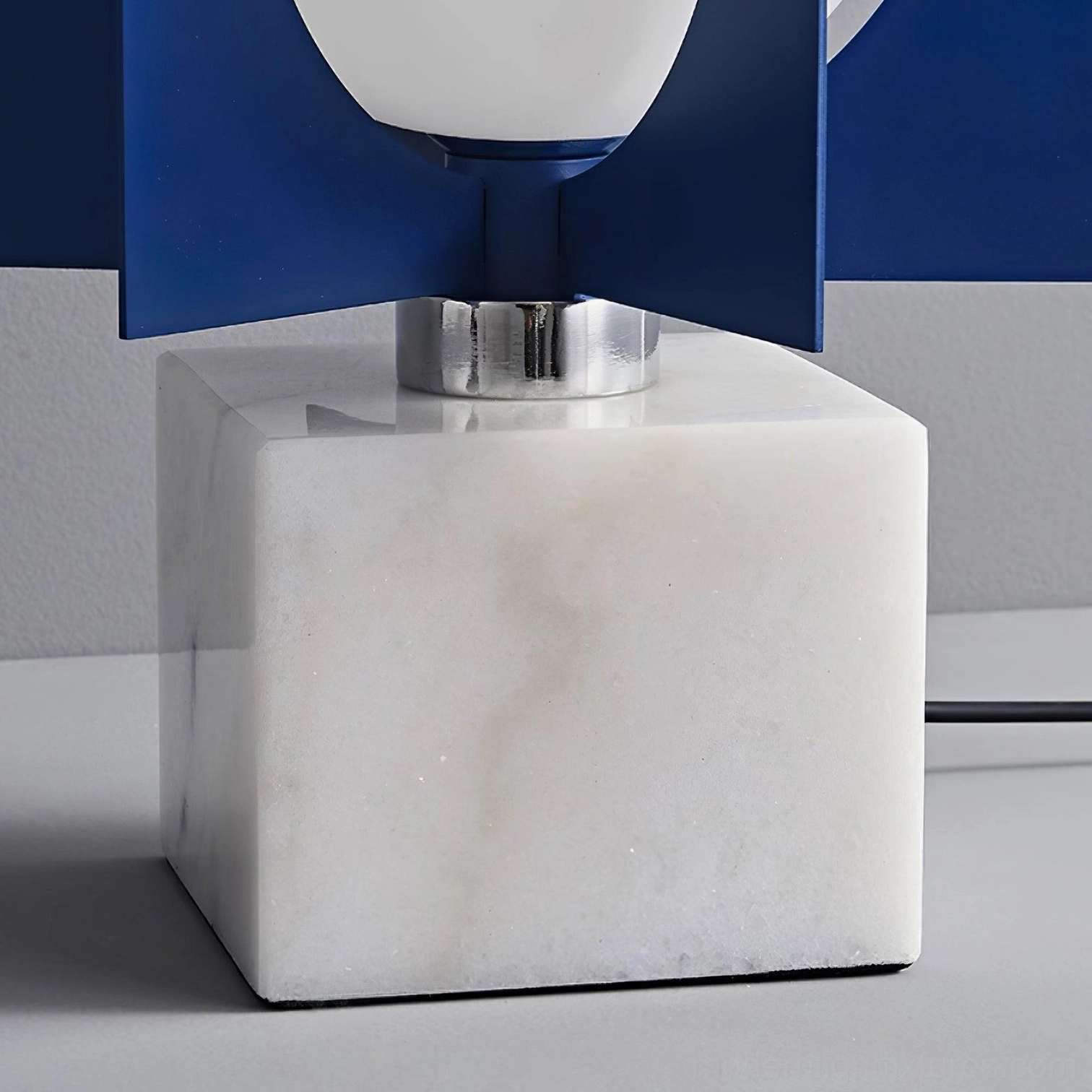 Modern blue floor lamp with integrated LED technology energy efficient lighting solution