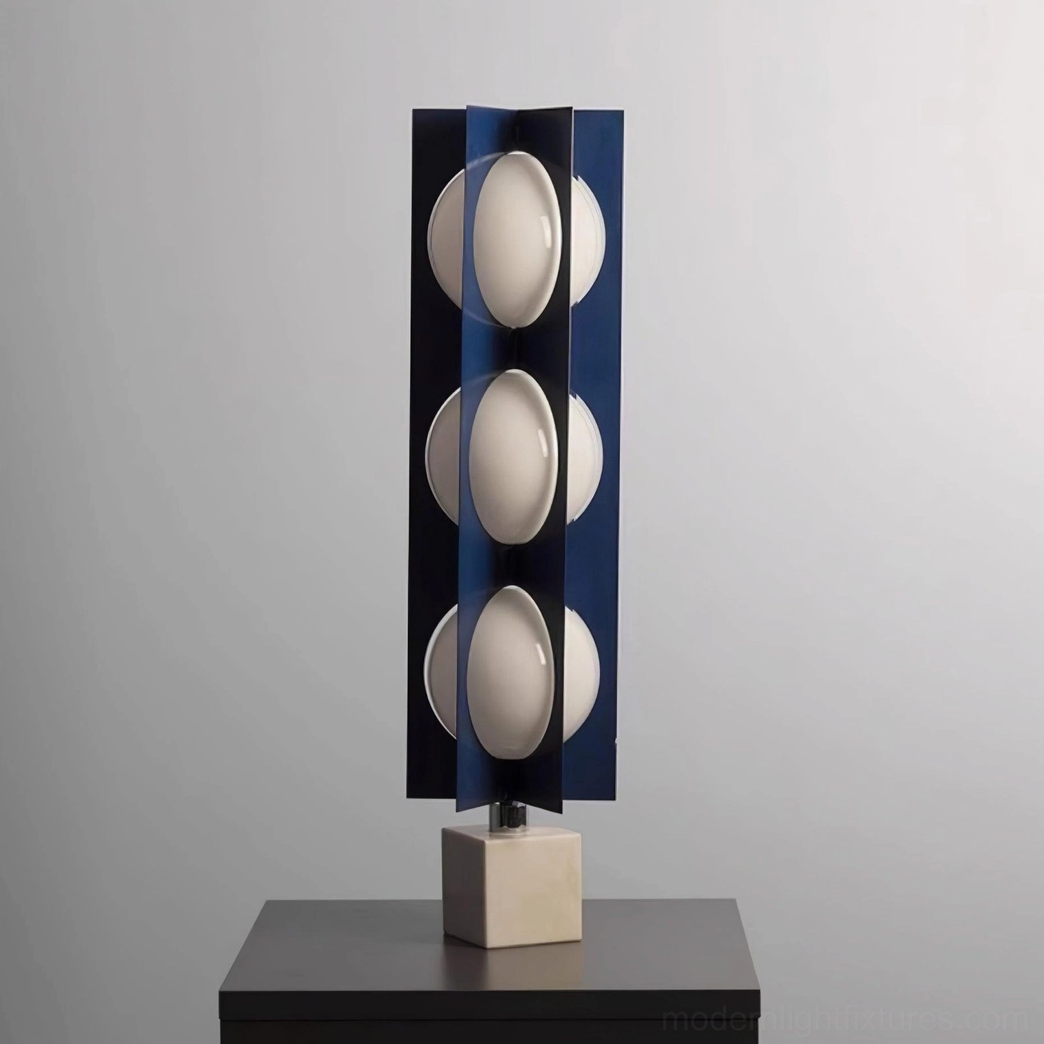 Blue floor lamp with marble base modern living room focal point lighting fixture