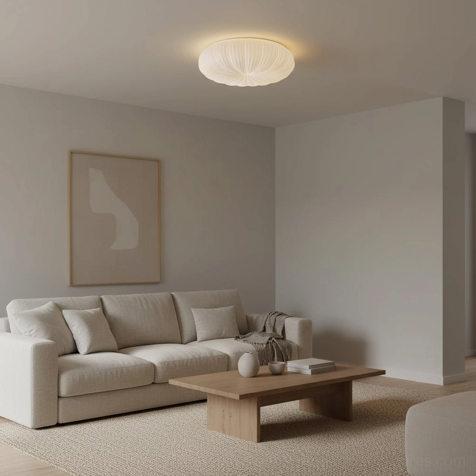 Bobby modern ceiling light fixture detail showing wireless remote dimming receiver and acrylic diffuser construction