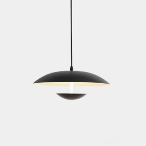 Boden modern pendant light with dual-layer aluminum dome shade in matte white, front view on white background