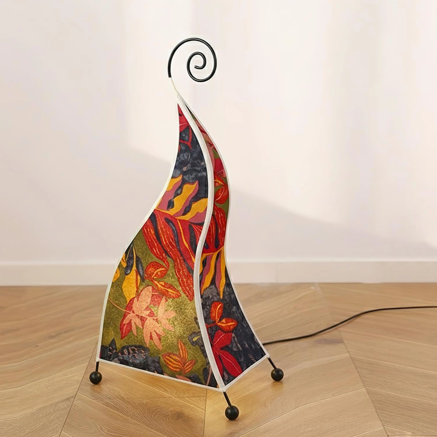 Bohemian floor lamp model K multicolor vibrant abstract pattern all plug configurations
