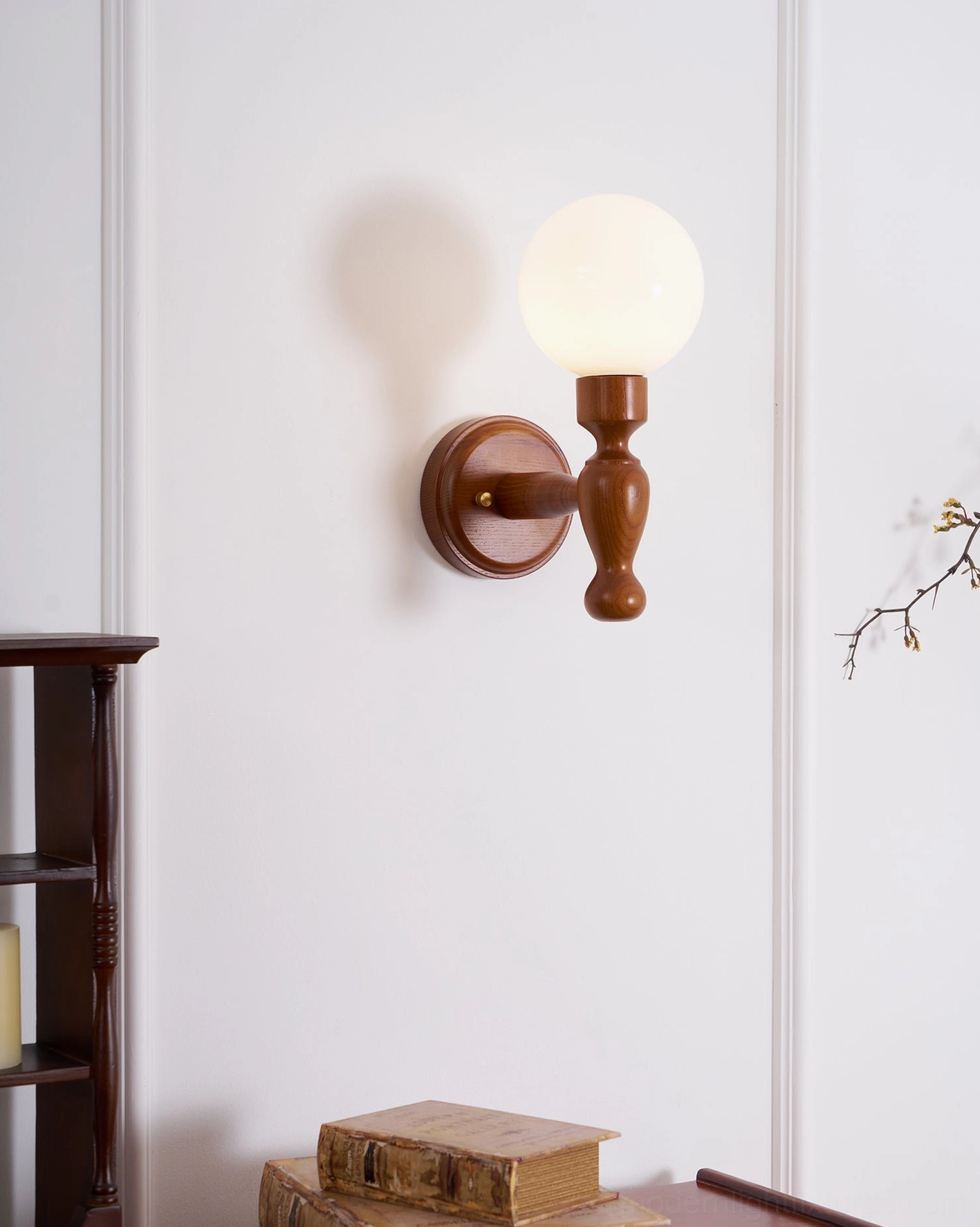 Eclectic wall sconce with unique printed fabric shade, bohemian modern design