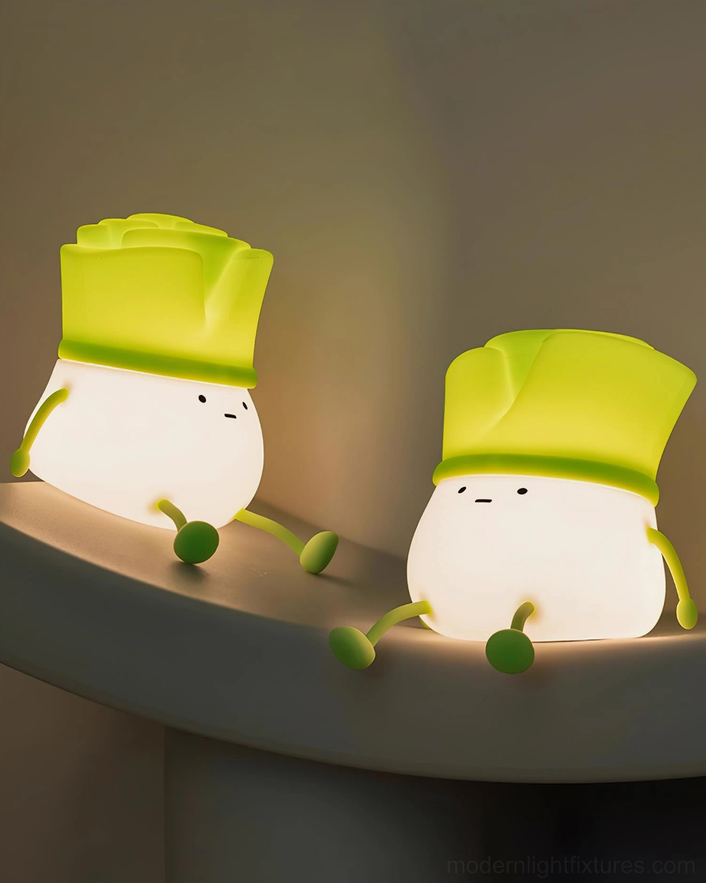 Cute bok choy night light green and white color option comparison
