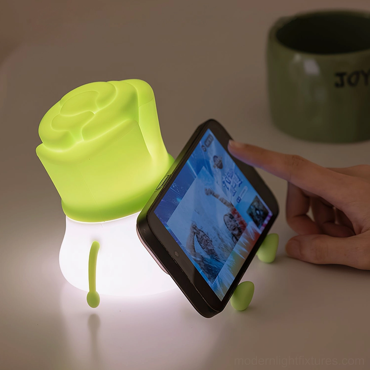 Bok choy silicone night light USB Type-C charging port base detail