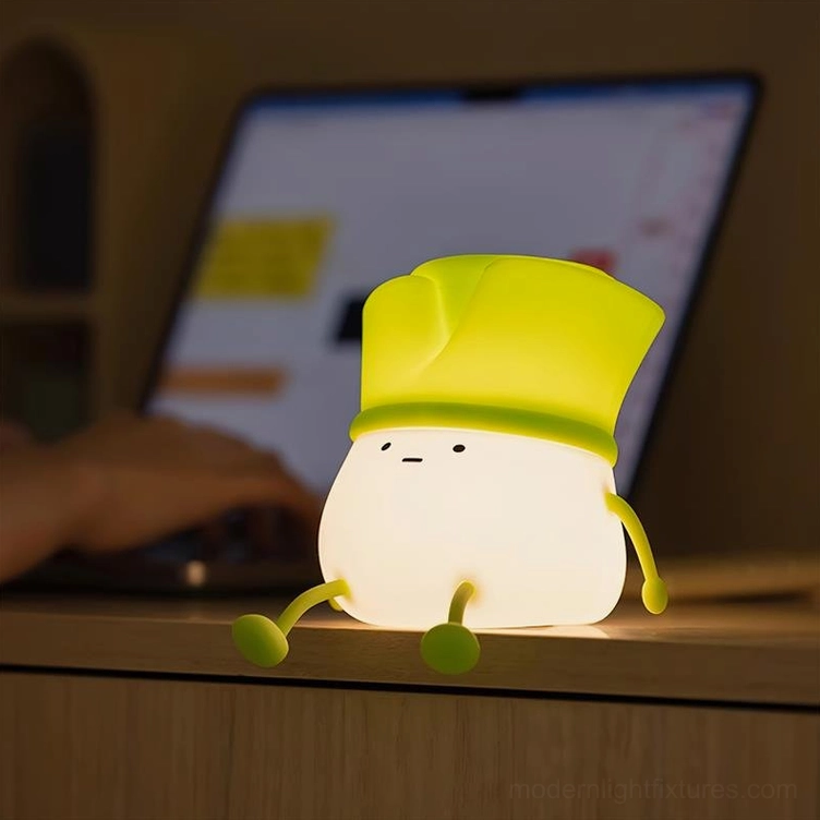 Bok choy silicone night light white green color variant tap switch