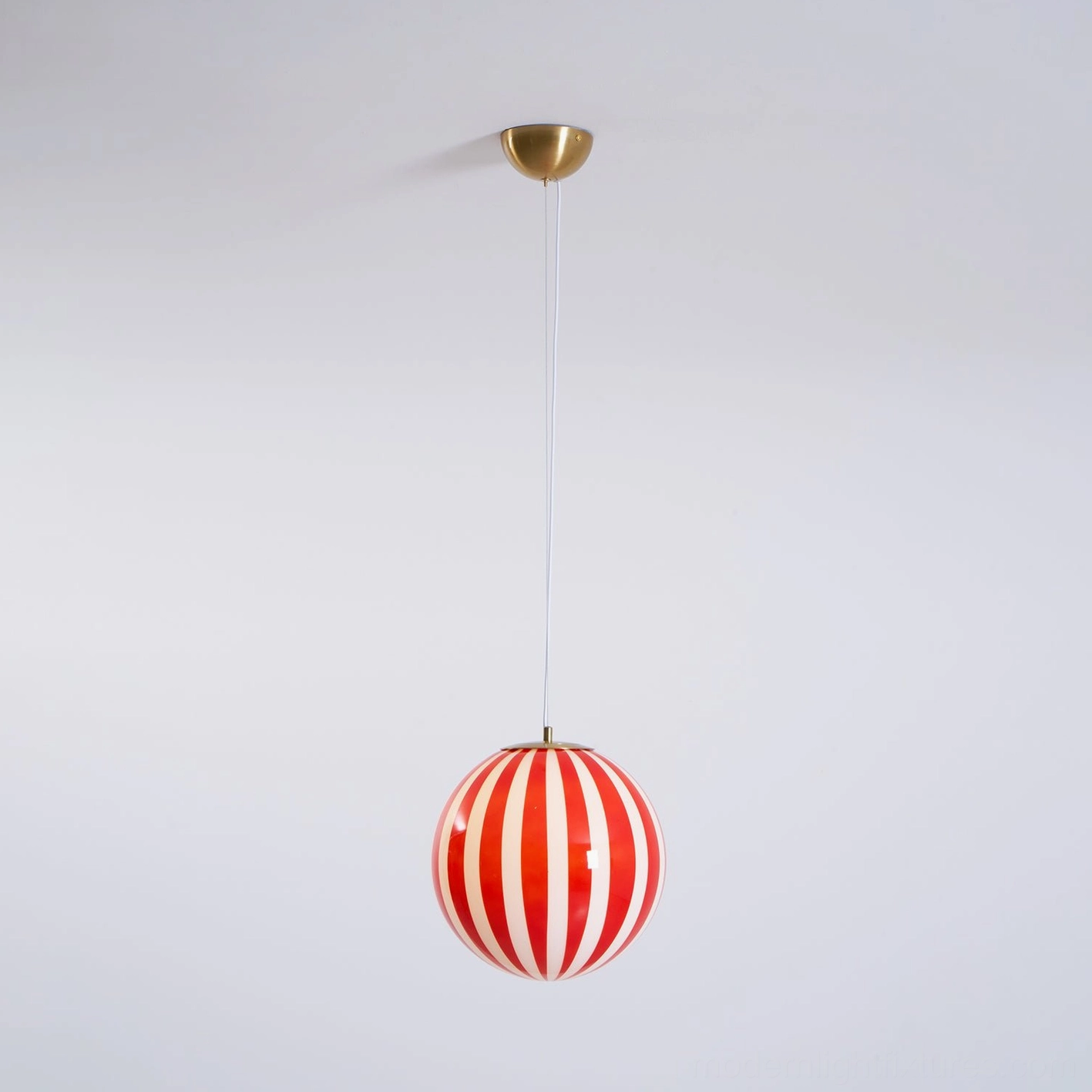 Bold artistic red striped spherical pendant light contemporary home decoration
