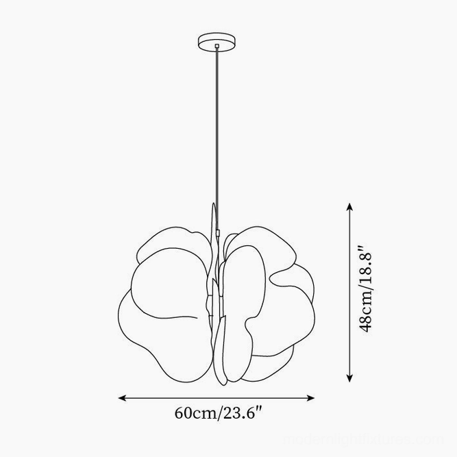 Bolide pendant light technical drawing - dimensions 60cm diameter 48cm height specifications