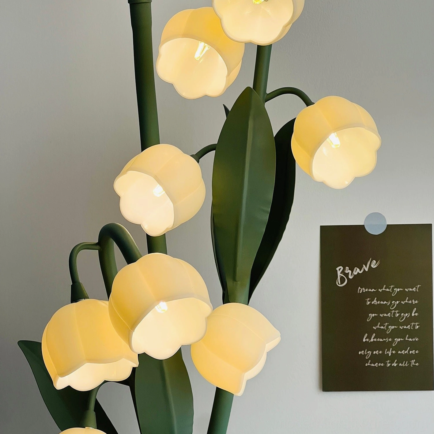 Lily of the valley floor lamp in home office space showing practical and decorative lighting solution for work areas