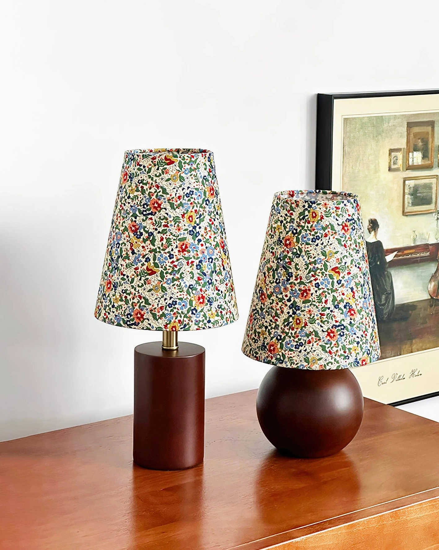 Botanical floral table lamp soft warm light for bedroom or reading space