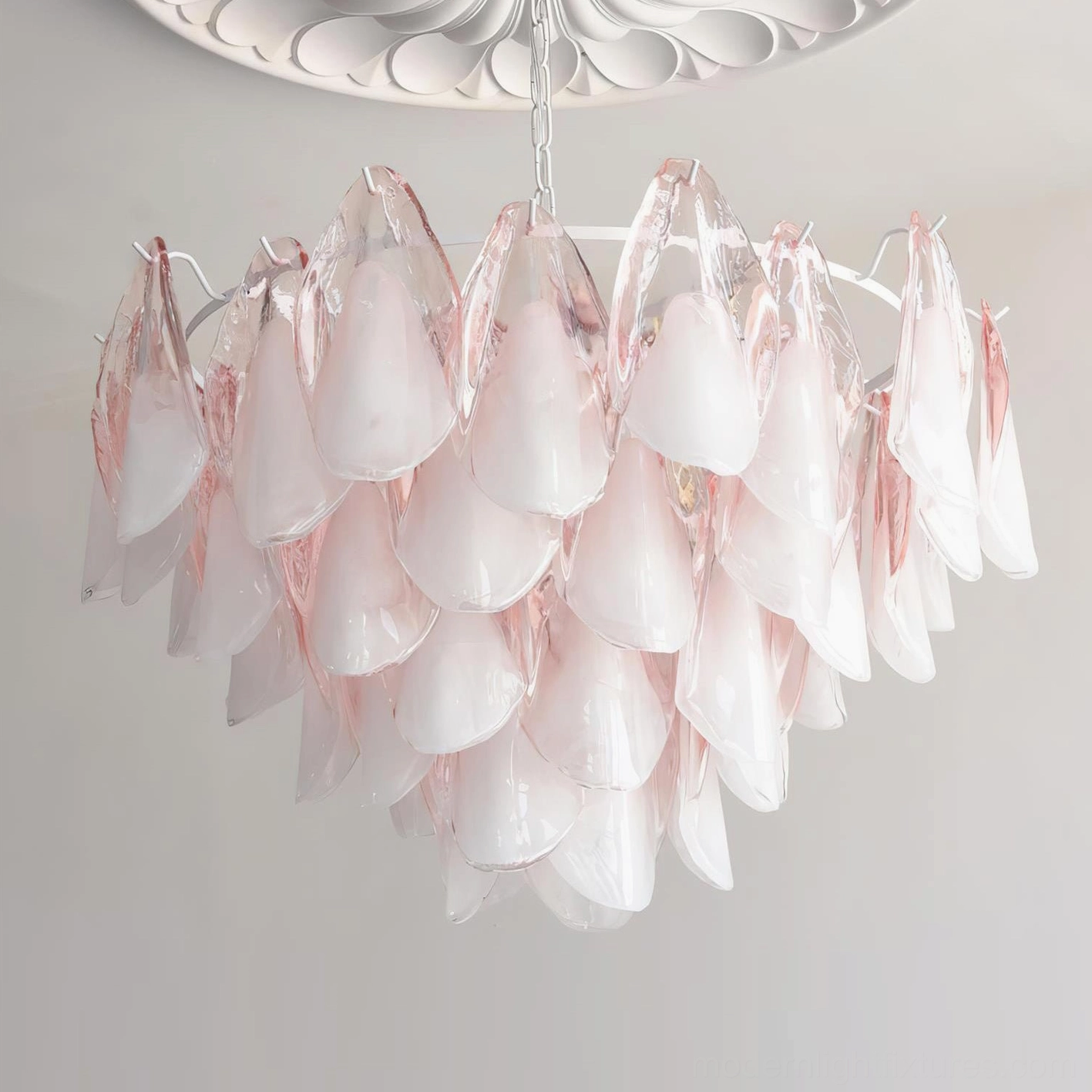 Botanical glass petal pendant light detail showing quality craftsmanship and materials