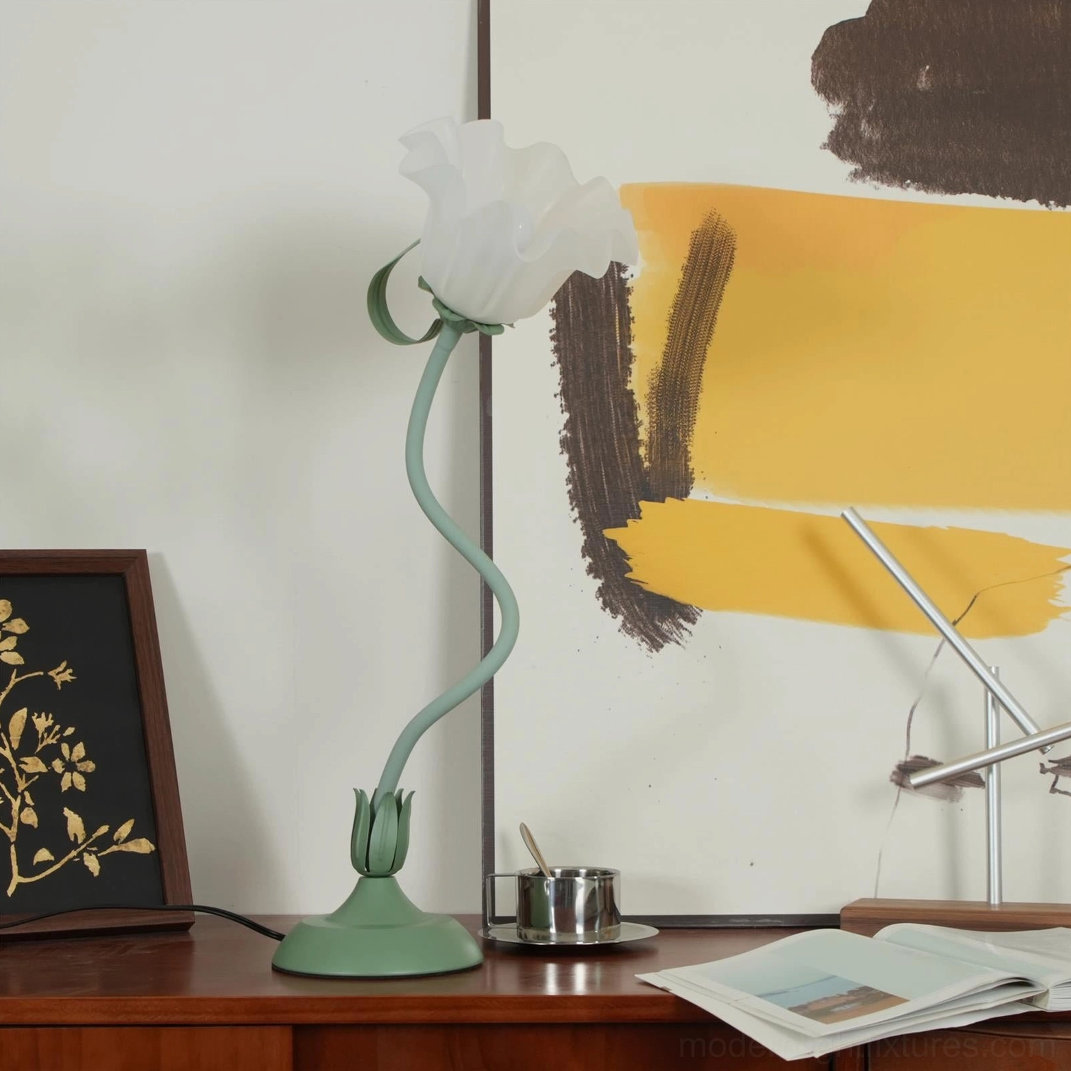 Botanical lily flower table lamp for indoor use creating elegant ambient light atmosphere