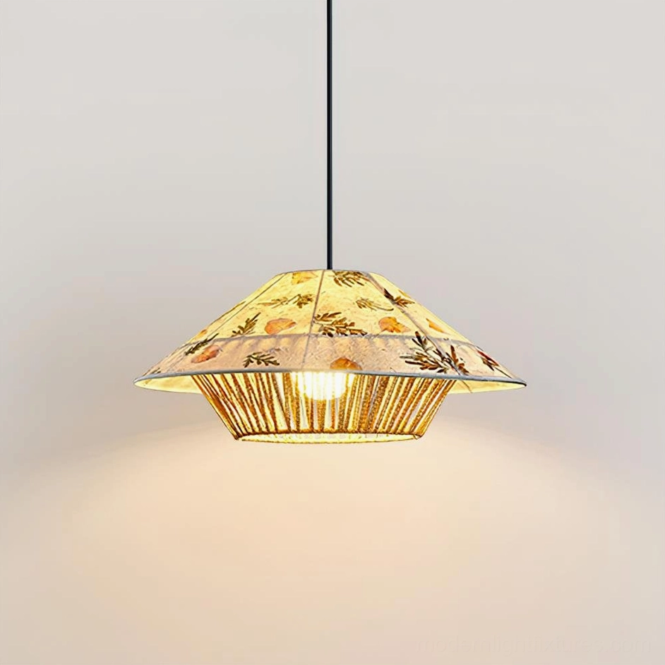 White and green botanical rattan pendant lamp compact 40cm variant lifestyle product shot
