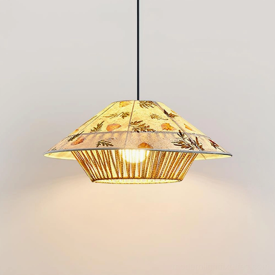 White and green botanical rattan pendant lamp medium 50cm variant lifestyle product shot