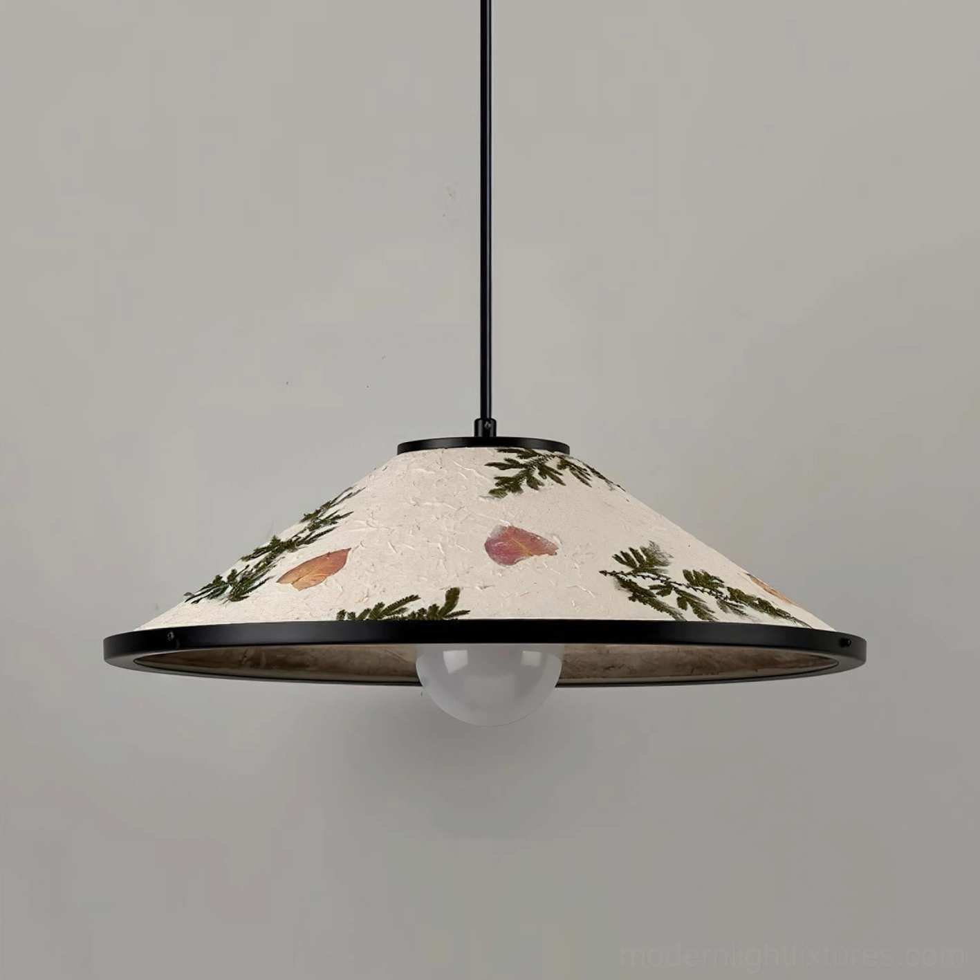 Multiple botanical pendant lamp sizes comparison showing 40cm and 50cm diameter shade options