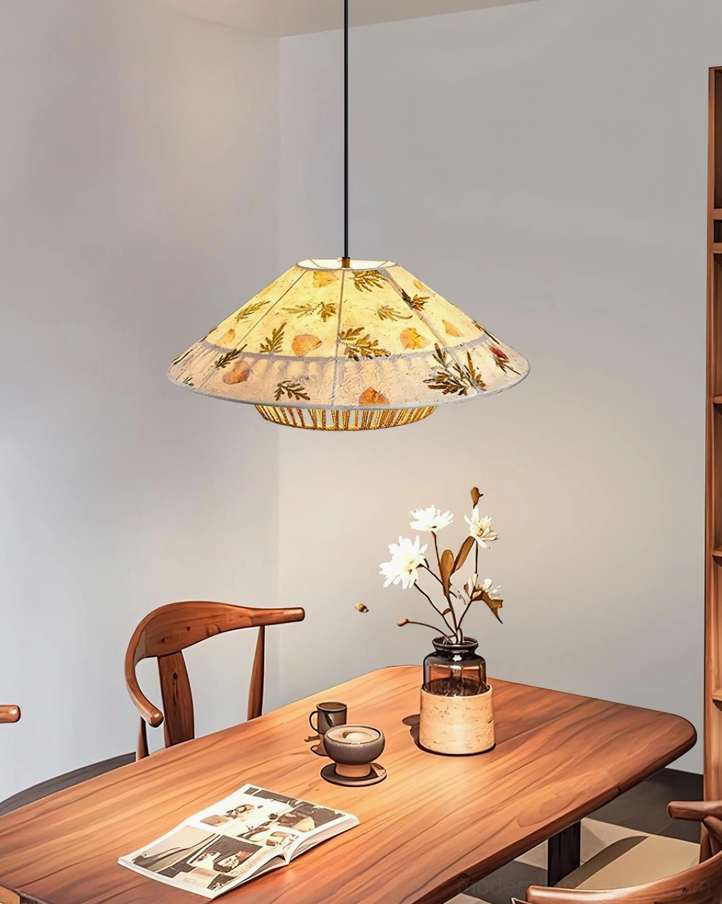 Botanical rattan pendant lamp multiple size comparison showcasing small medium and large variants