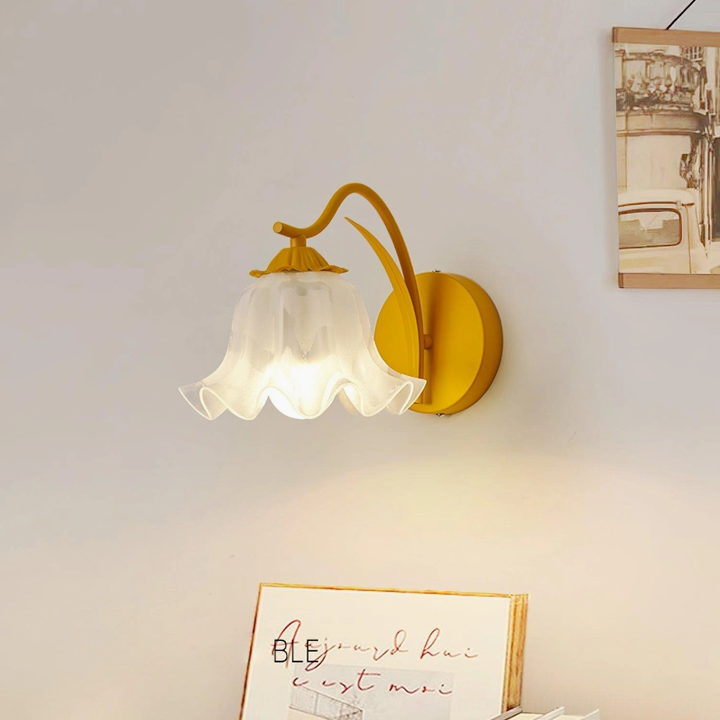 Contemporary botanical wall sconce integrated into home interior styling