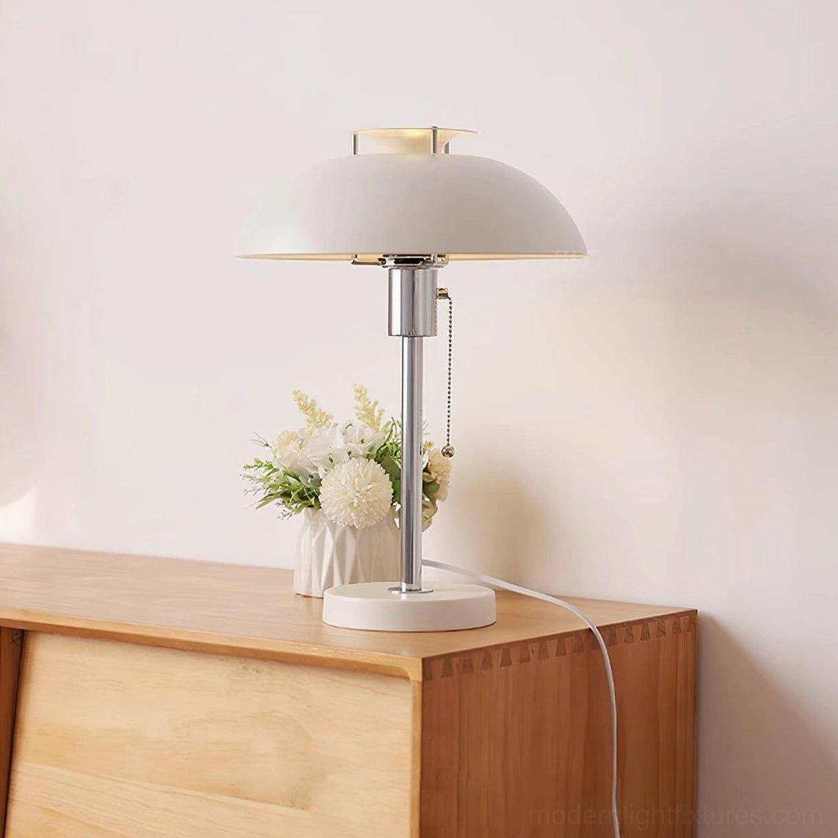 Bowie table lamp color comparison view showing red white and beige finish options available