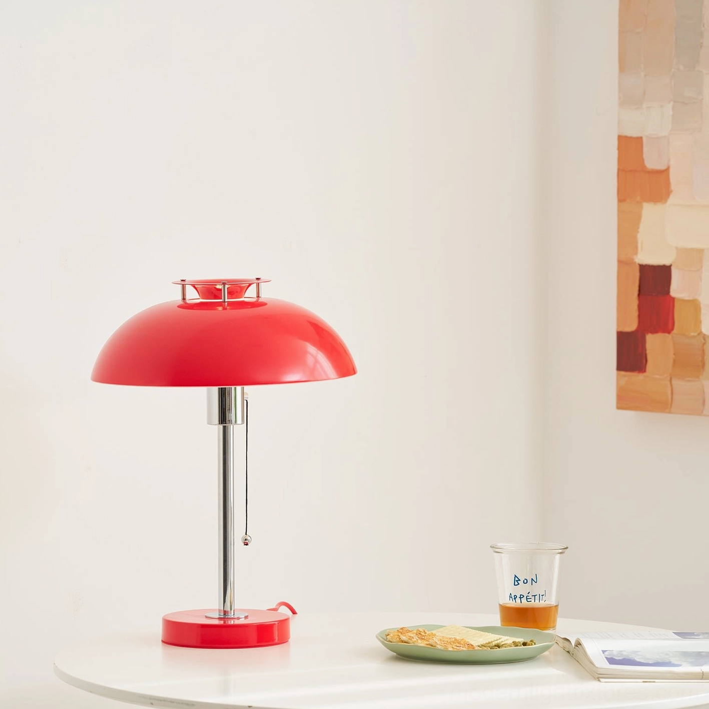 Bowie table lamp design detail showcasing mid-century modern dome shape and industrial aesthetic